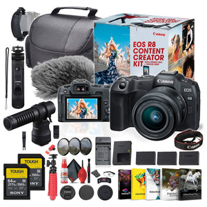 Canon EOS R8 Camera Content Creator Kit with RF 24-50mm f/4.5-6.3 IS STM Lens - Bundle Canon