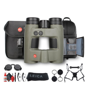 Leica 10x32 Geovid Pro Rangefinder Rugged Binoculars 2024 Olive Green - Bundle Leica
