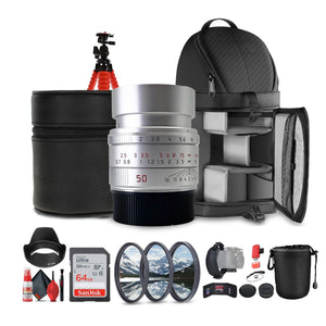 Leica APO-Summicron-M 50mm f/2 ASPH. Lens Silver Anodized + Sling Backpack + More Leica