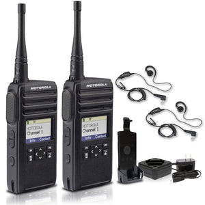 Motorola DTR700 900 MHz Digital 2-Way Radio 50 Channels + 2 x Motorola HKLN4604 Earpiece 2-Pack Motorola Solutions