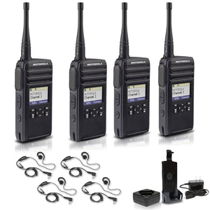 Motorola DTR700 900 MHz Digital 2-Way Radio 50 Channels + 4 x Motorola HKLN4604 Earpiece 4-Pack Motorola Solutions