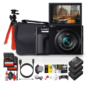 Panasonic ZS99 Point and Shoot Compact Travel Digital Camera Black - Bundle Panasonic