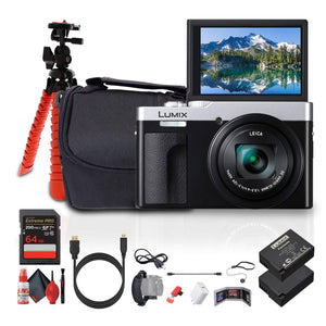 Panasonic ZS99 Point and Shoot Compact Travel Digital Camera Silver - Bundle Panasonic