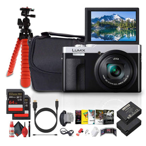 Panasonic ZS99 Point and Shoot Compact Travel Digital Camera Silver - Bundle Panasonic