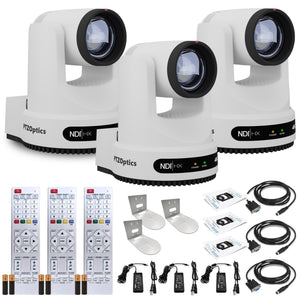 3 x PTZOptics Move 4K PTZ Camera with 12x Optical Zoom White PT12X-4K-WH-G3 + 3 x Wall Mount PTZOptics