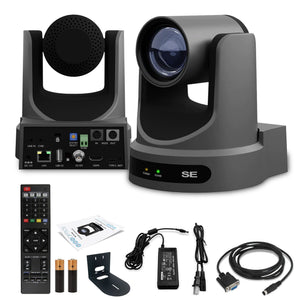 PTZOptics Move SE PTZ Camera with 20x Optical Zoom Gray PT20X-SE-GY-G3 + Universal Wall Mount Black PTZOptics