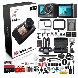 SJCAM SJ11 Active 4K Dual Touchscreen Action Camera Accessory Bundle SJCAM