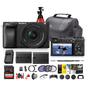Sony a6400 Mirrorless Camera with 16-50mm f/3.5-5.6 II Lens Black - Bundle Sony