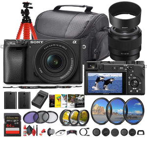 Sony a6400 Mirrorless Camera with 16-50mm f/3.5-5.6 II Lens Black - Bundle - Reconditioned Sony