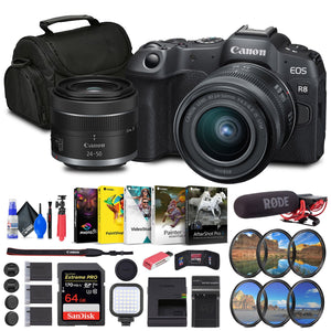 Canon EOS R8 Mirrorless Camera with RF 24-50mm Lens + 64GB Card + Bag + Charger + Battery + More Canon