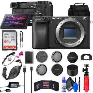 Sony a6400 Mirrorless Camera + 64GB Card + Card Reader + Case + More Sony