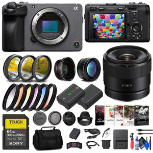 Sony FX30 Digital Cinema Camera + Sony E 11mm Lens + 64GB SF-G Tough Card + More Sony
