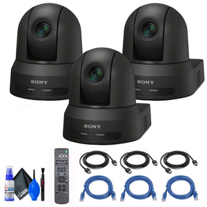 3x Sony SRG-X40UH PTZ Camera Black + 3x Ethernet & HDMI Cables + Cleaning Set Sony