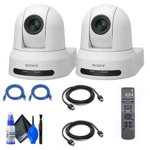 2x Sony SRG-X40UH PTZ Camera White + 2x Ethernet & HDMI Cables + Cleaning Set Sony