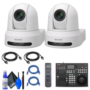 2x Sony SRG-X40UH PTZ Camera White + RM-IP500/1 Remote Controller + Cables Sony
