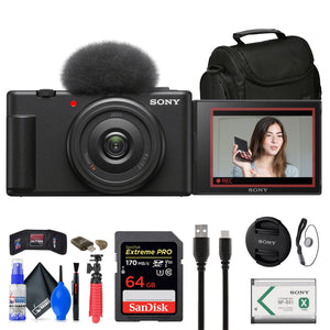 Sony ZV-1F Vlogging Camera Black ZV1F/B + Case + 64GB Card + Tripod + More Sony