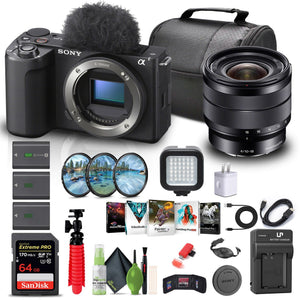Sony Alpha ZV-E10 II Mirrorless Camera + Sony E 10-18mm Lens + 64GB Memory Card + More Sony