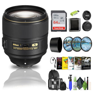 Nikon AF-S NIKKOR 105mm f/1.4E ED Lens 20064 + 64GB Memory Card + Filter Kit - Bundle Nikon