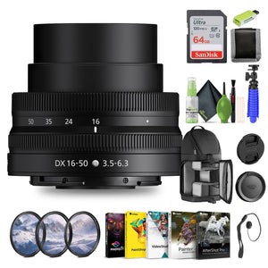 Nikon NIKKOR Z DX 16-50mm f/3.5-6.3 VR Lens 20084 + 64GB Memory Card + Filter - Bundle Nikon