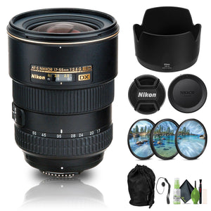 Nikon AF-S DX Zoom-NIKKOR 17-55mm f/2.8G IF-ED Lens 2147 + Filter Kit + Cap Keeper - Bundle Nikon