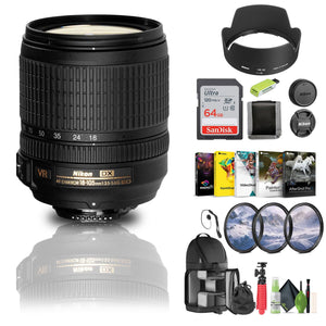 Nikon AF-S DX NIKKOR 18-105mm f/3.5-5.6G ED VR Lens 2179 + 64GB Memory Card - Bundle Nikon
