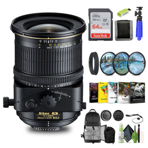 Nikon PC-E NIKKOR 24mm f/3.5D ED Tilt-Shift Lens 2168 + 64GB Memory Card + Filters - Bundle Nikon