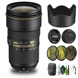 Nikon AF-S NIKKOR 24-70mm f/2.8G ED Lens 2164 + Filter Kit + Cap Keeper - Bundle Nikon