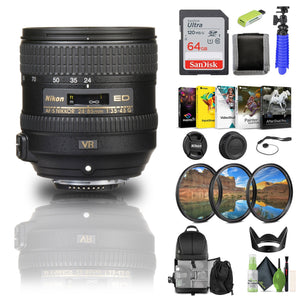 Nikon AF-S NIKKOR 24-85mm f/3.5-4.5G ED VR Lens 2204 + 64GB Memory Card + Filters - Bundle - Reconditioned Nikon