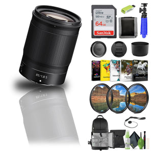 NIKKOR Z 85mm f/1.8 S Telephoto Lens for Nikon Z Cameras 20090 + 64GB Memory Card - Bundle Nikon