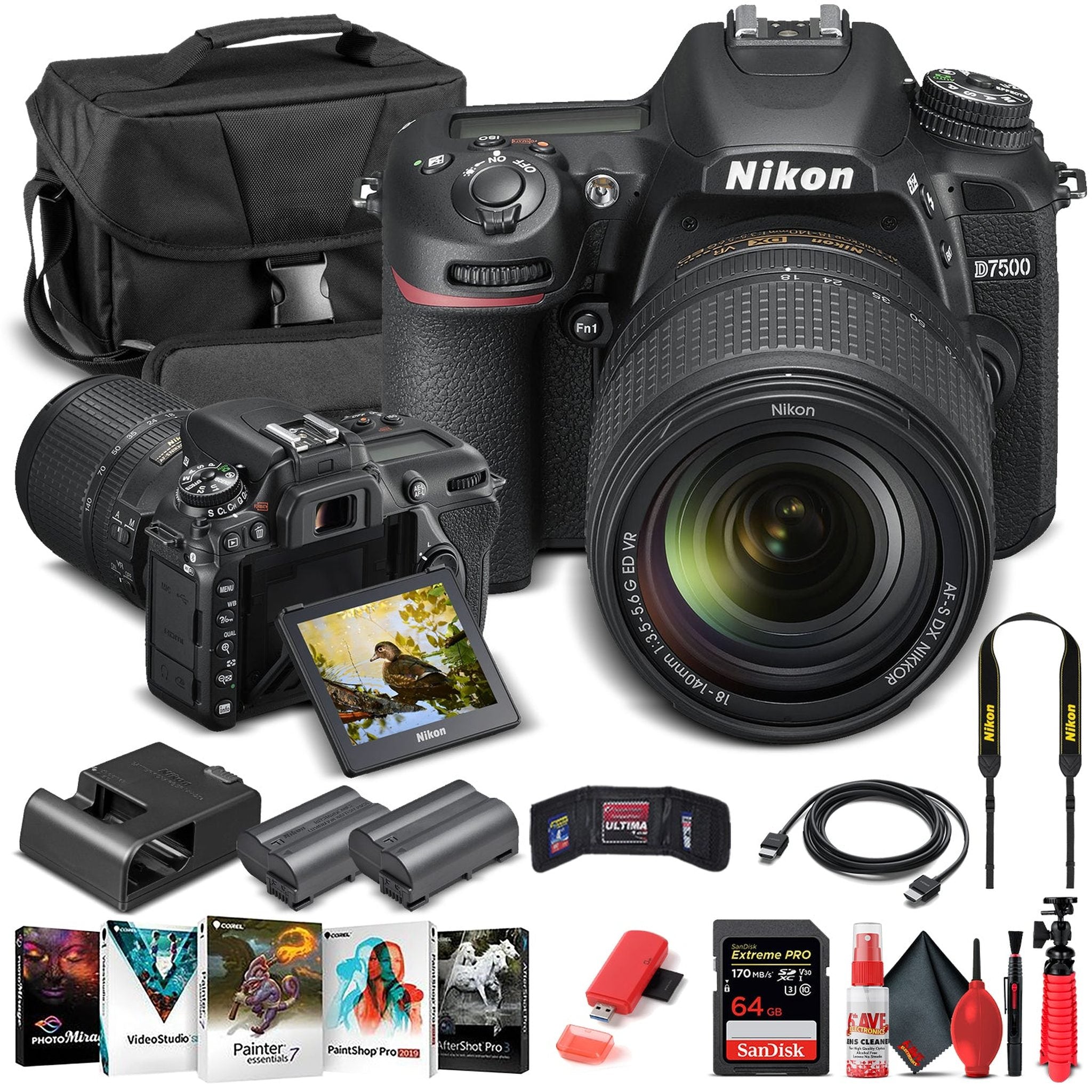 Nikon D7500 DSLR Camera W/ 18-140mm Lens 1582 Basic Bundle