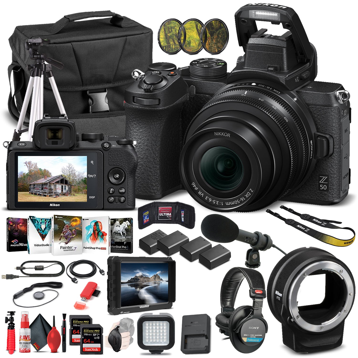 Nikon Z 50 Mirrorless Digital Camera W/ 16-50mm Lens 1633  - Pro Bundle