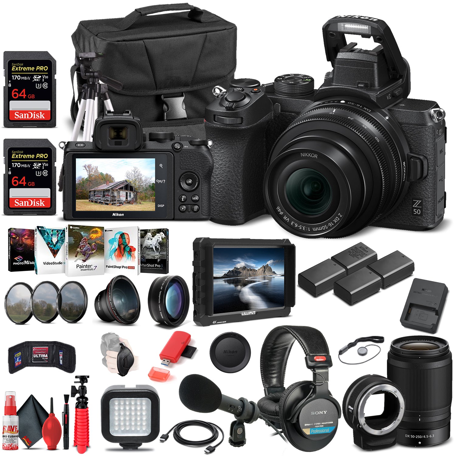 Nikon Z 50 Mirrorless Camera W/16-50mm and Nikon 50-250mm Lenses  - Pro Bundle
