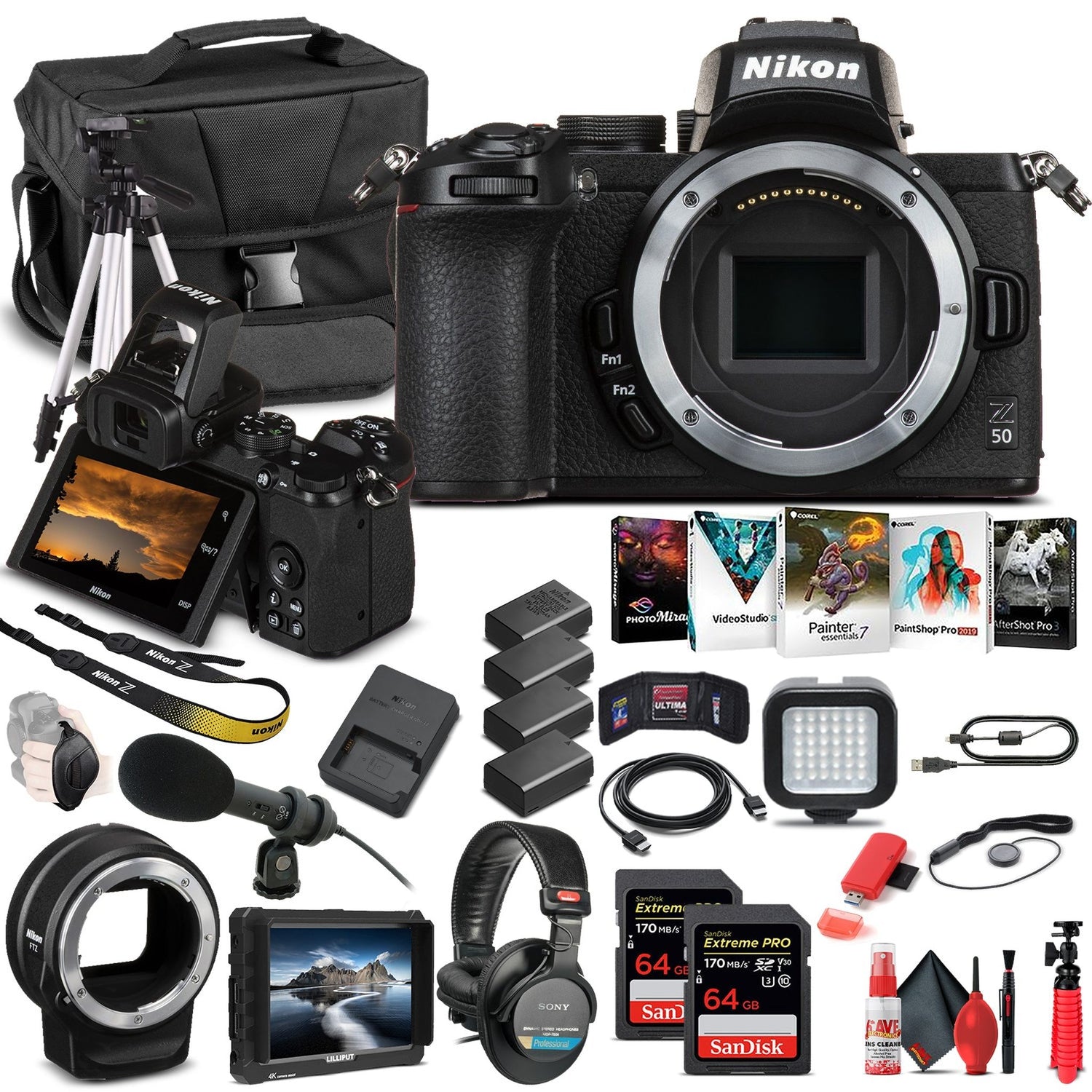Nikon Z 50 Mirrorless Digital Camera Body Only 1634 - Pro Bundle