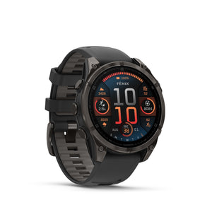 fenix 8 47mm AMOLED Sapphire Carbon Gray DLC Titanium with Black Gray Silicone