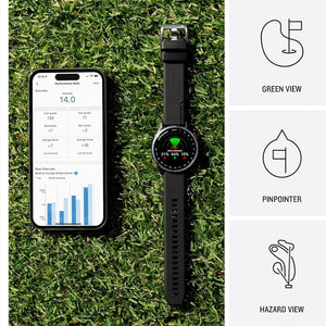 Garmin Approach S44, Silver/Black Silicone GPS Golf Smart watch Bundle Garmin
