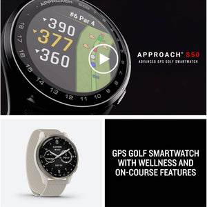 Garmin Approach S50, Slate/Black Nylon GPS Golf Smart watch Bundle Garmin