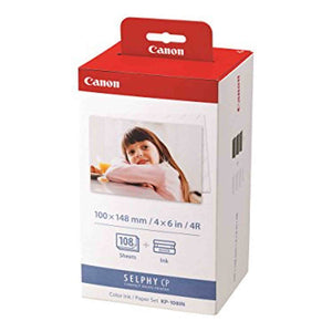 Canon KP-108IN Color Ink and 4 x 6 Paper Set 216 Sheets + 6 Ink Cartridges Canon
