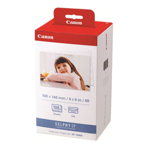 Canon KP-108IN Color Ink and 4 x 6 Paper Set 216 Sheets + 6 Ink Cartridges Canon