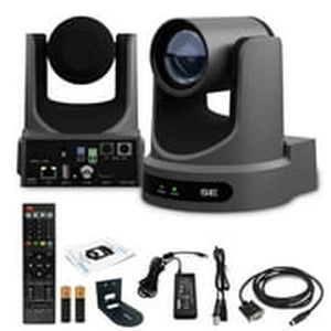 PTZOptics Move SE PTZ Camera with 20x Optical Zoom Gray PT20X-SE-GY-G3 + Universal Wall Mount Black PTZOptics