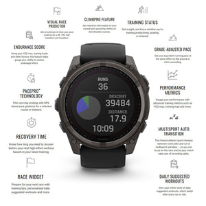 fenix 8 – 47 mm, Solar, Sapphire, Titanium with Amp Yellow/Graphite Silicone Garmin