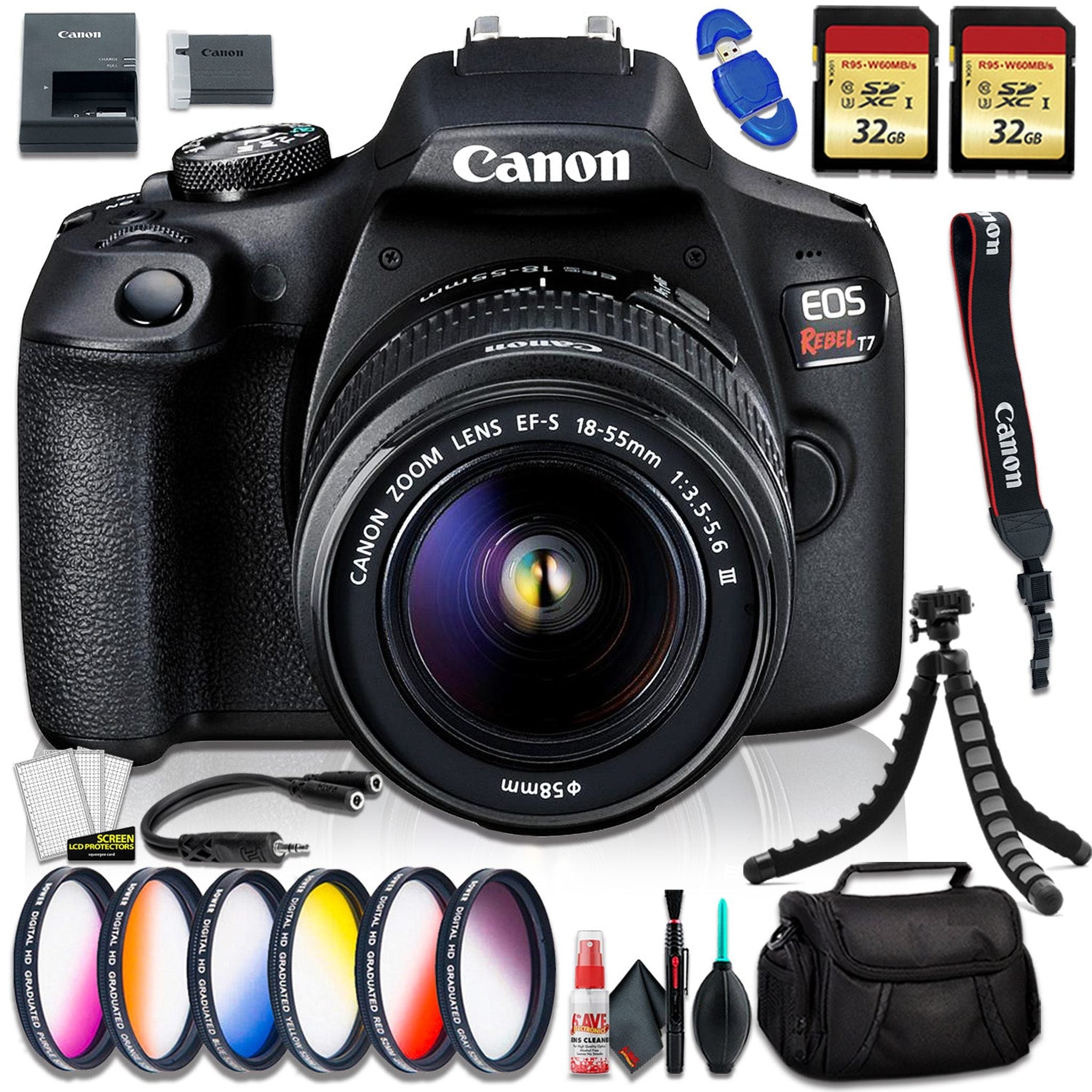 Canon EOS Rebel T7 DSLR Camera with 18 55mm DC III Lens Camera Bag F 6ave Electronics