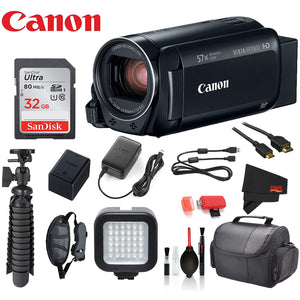 Canon VIXIA HF R800 Camcorder Black with � SanDisk 32gb SD card + Deluxe Cleaning Kit + 12� Tripod + MORE