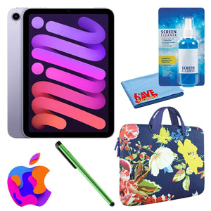 Apple iPad Mini 6 256GB, Wi-Fi, Purple Bundle with Zipper Sleeve Apple