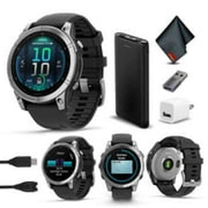 fenix E – 47 mm, AMOLED, Stainless Steel with Black Silicone Band Garmin