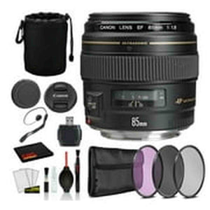 Canon EF 85mm f/1.8 USM Lens 2519A003 Lens with Bundle includes 3pc Filter Kit UV, CPL, FLD + Lens Pouch + More Canon