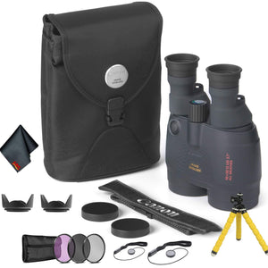 Canon 18x50 Image Stabilization All-Weather Binoculars - Bundle with Tulip Lens Hoods, Tripod + More Canon