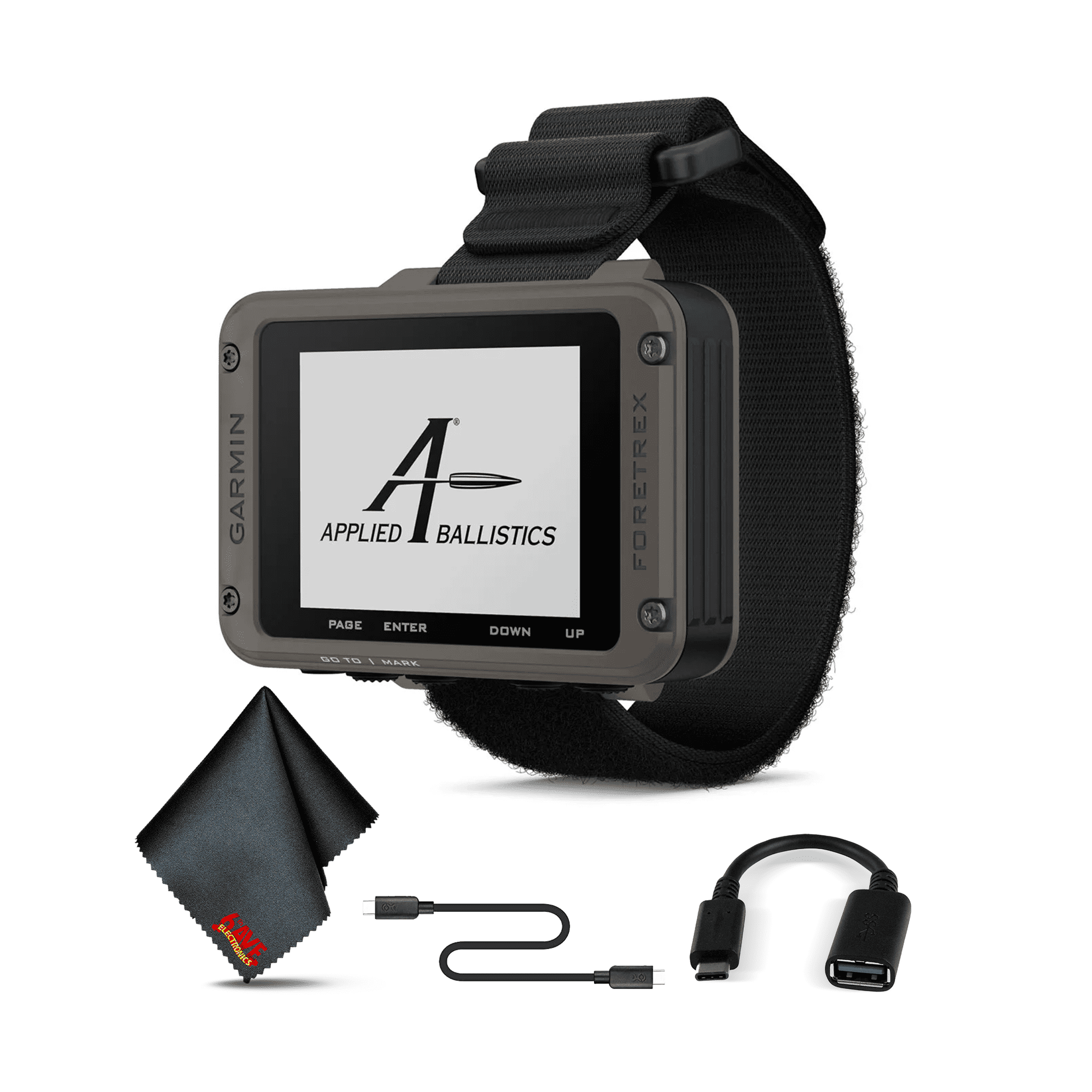 Garmin Foretrex 901 Ballistic Edition with USB-C Adapter and 6Ave Cleaning Cloth Garmin