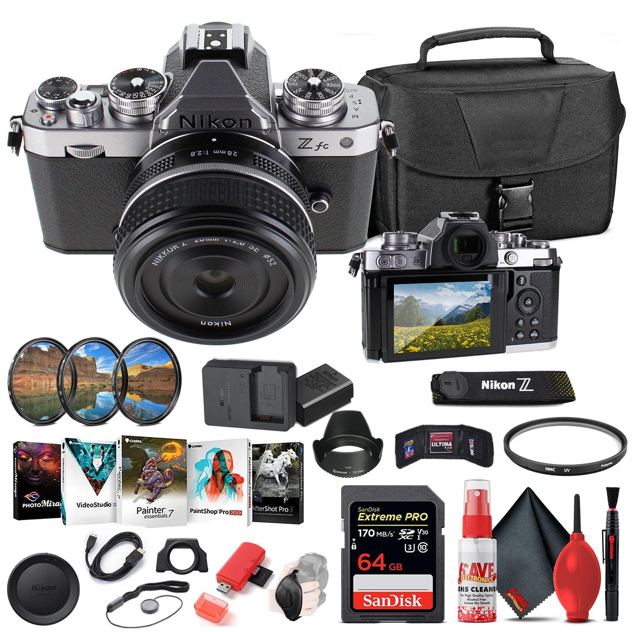 Nikon Z fc Digital Camera with 28mm Lens INTL Bundle with 64GB SD Card - Nikon