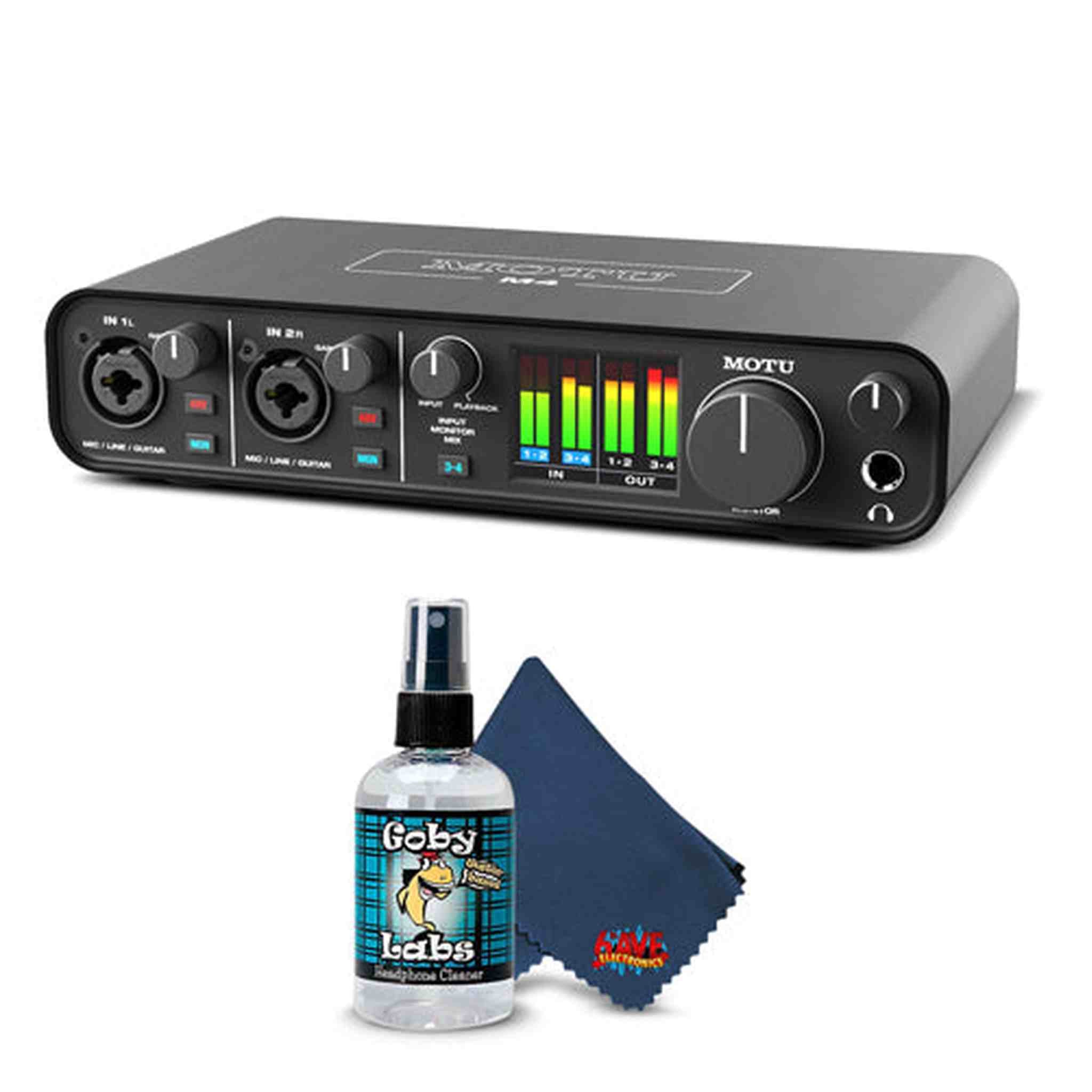MOTU M4 4x4 USB-C Audio Interface Bundle with 6Ave Cleaning Kit MOTU