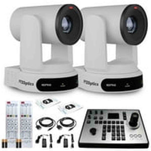 2 x PTZOptics Move 4K PTZ Camera with 30x Zoom White PT30X-4K-WH-G3 + PT-JOY-G4 Controller PTZOptics
